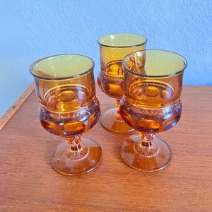 Set of 3 Vintage Amber Glasses